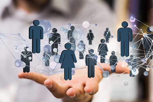 Hand with digital recruiting image